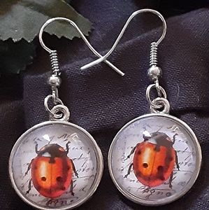 Cabachon Glass Lady Bug Earrings 🐞🐞🐞🐞🐞